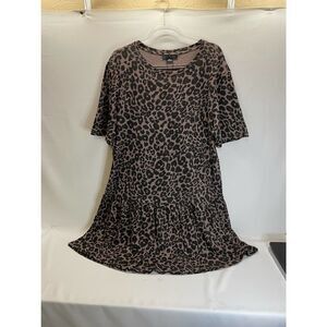 Sanctuary Bryanna Knit Dress Brown Leopard Animal Print Dress XXL NEW